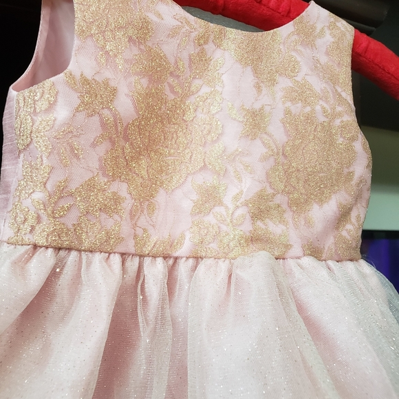 HP🎊 Adorable pink fit and flare gold eyelet upper double tulle layered skirt - Picture 4 of 9